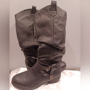 Dreampairs Black Western Style Heeled Boots